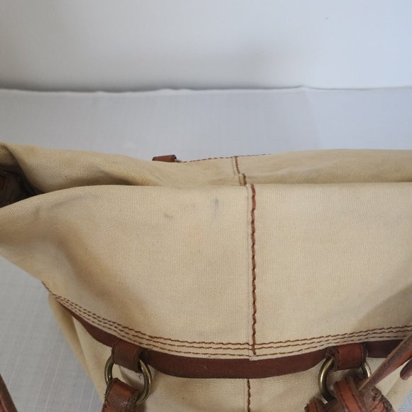 LUCKY BRAND Canvas and Italian Leather Shoulder Bag Tote 15" x 12" - Picture 3 of 9